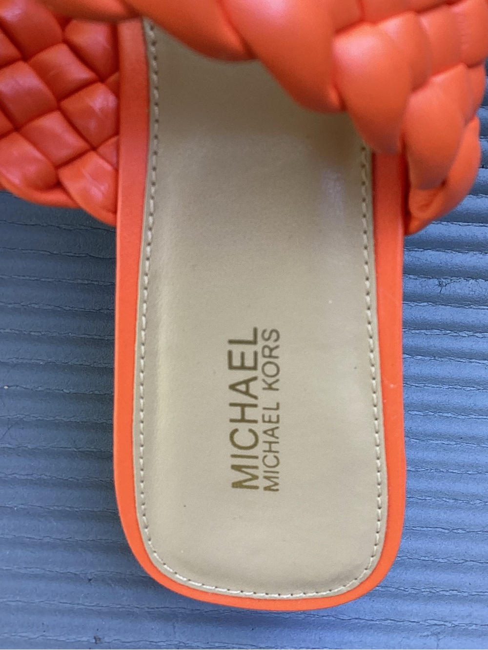 MICHAEL Michael Kors Braided Double-Strap Slide Sandals in Bright Orange NWOB - Picture 6 of 8